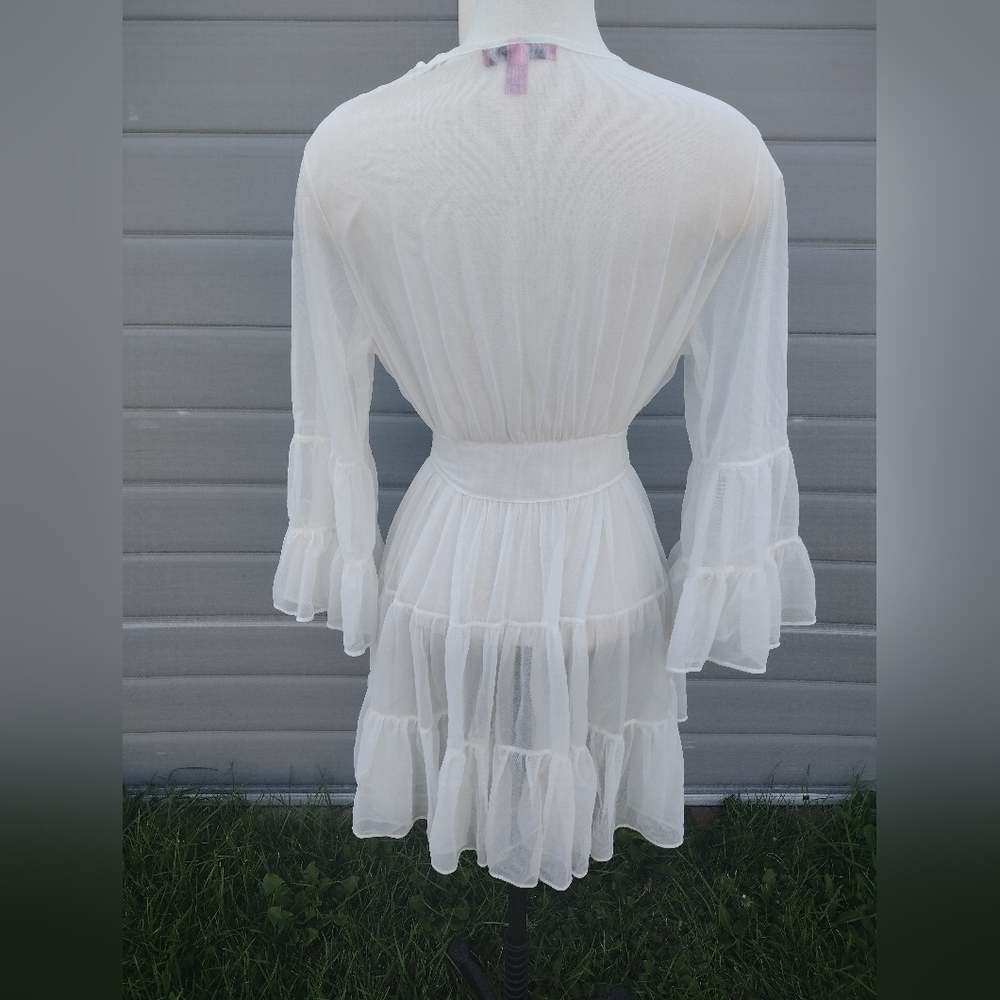 Vintage Betsey Johnson Intimates OS Robe Sheer Ruffles - Picture 5 of 8